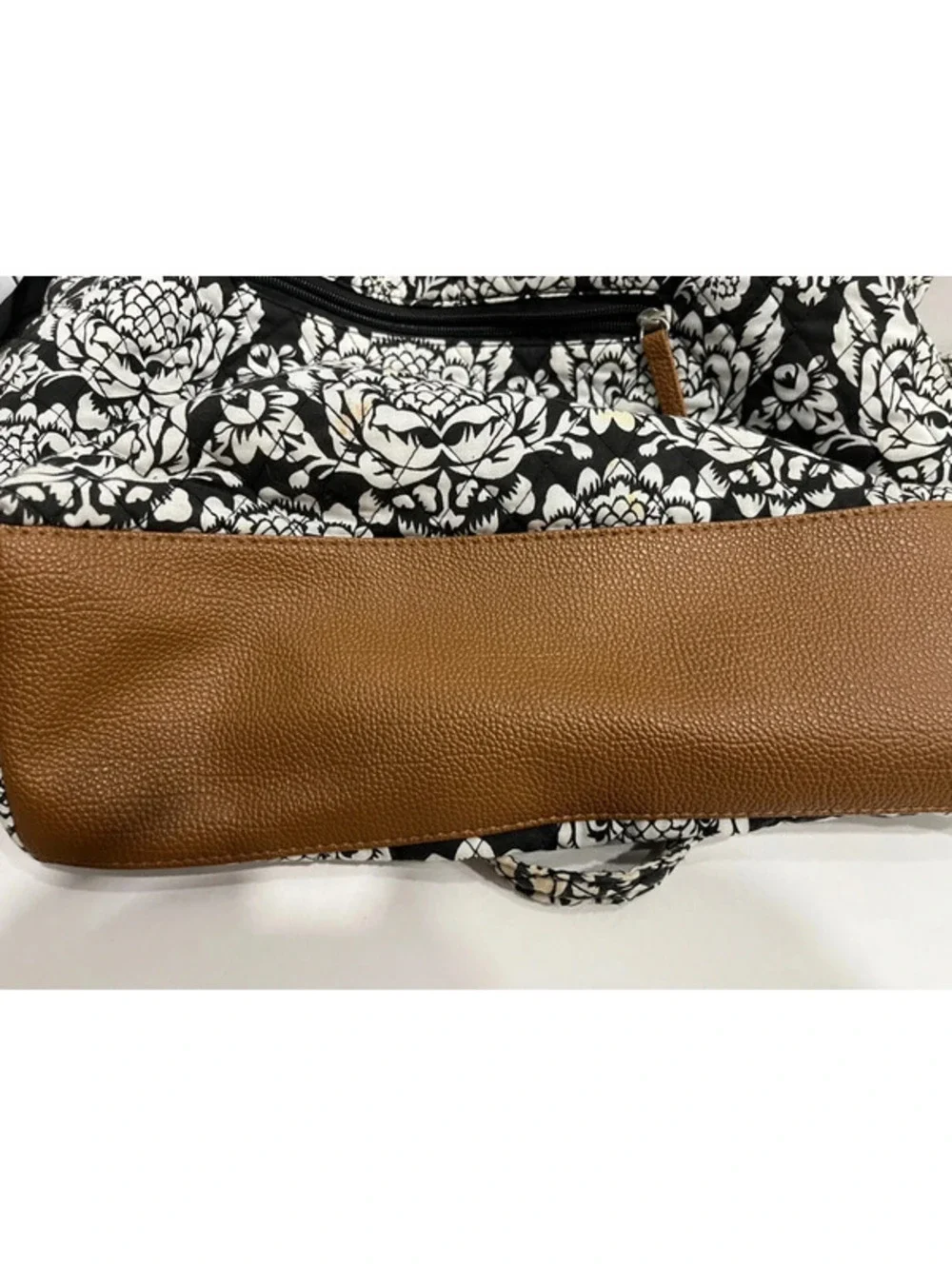Stone Mountain, New York shoulder bag tote black white floral print canvas 17”